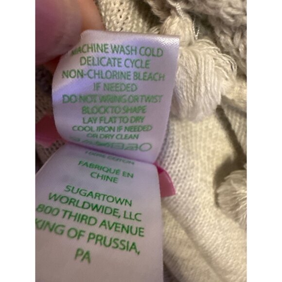 Lilly Pulitzer 100% Cotton Gray Sweater Shawl Poncho One Size - Picture 10 of 13